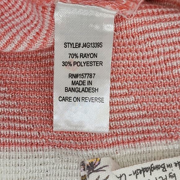 Jolie & Joy Top Womens L Pink White Zig Zag Collared Backless Crop Knit Preppy - Picture 4 of 8